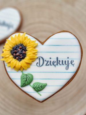 Serce ze słonecznikiem + Twój napis
